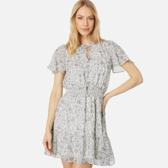 BCBGeneration Women's 10 Black & White Paisley Floral Casual Cinched Short Dress - Picture 1 of 6